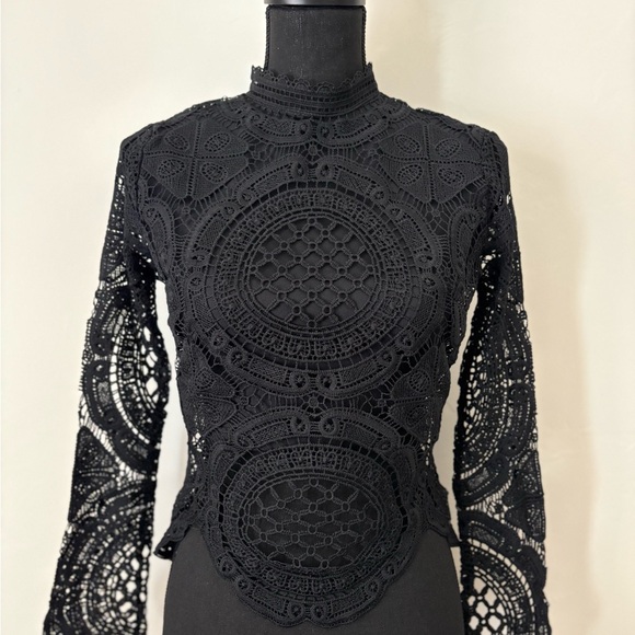 Chic Black Crochet Crop Top - Picture 1 of 3